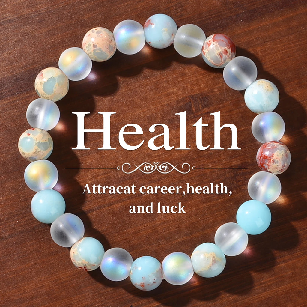 Aura Quartz and Ocean Sediment Beaded Bracelet