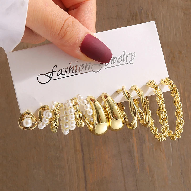Gold Earrings Set