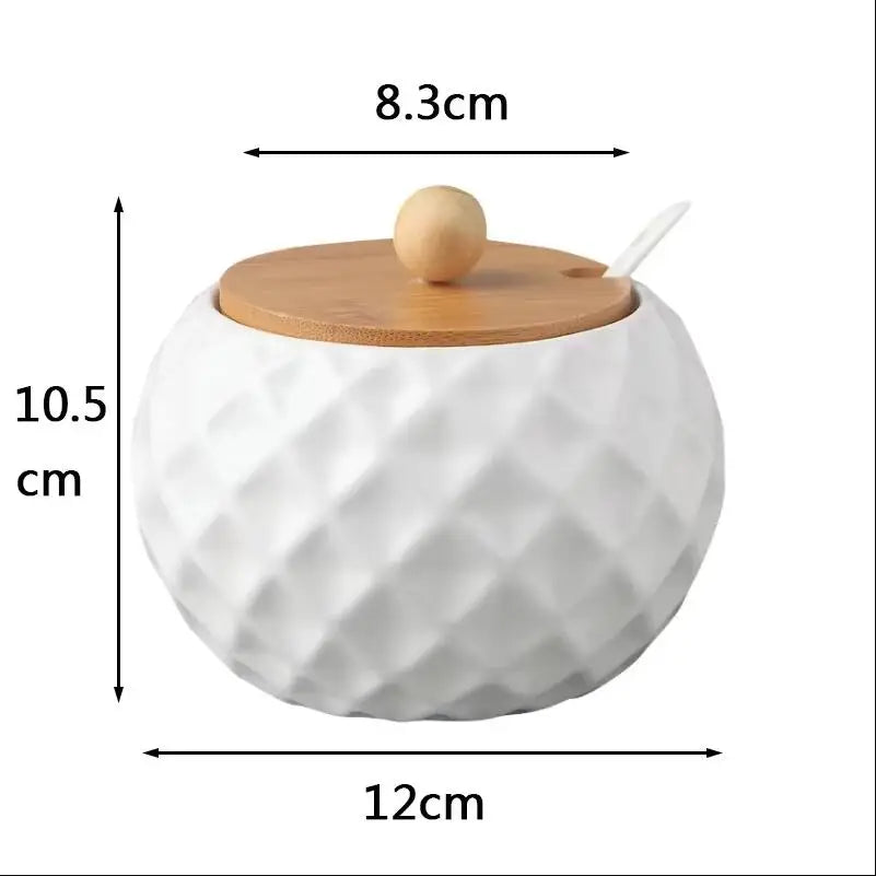 Ceramic Seasoning Jars with Wooden Lid