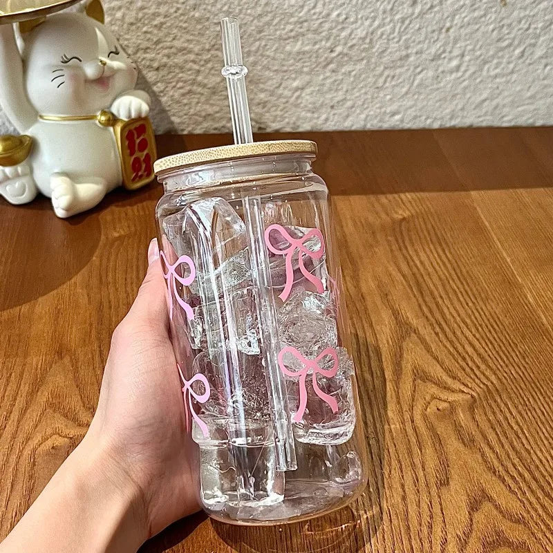500ml Cute Bow Glass Cup