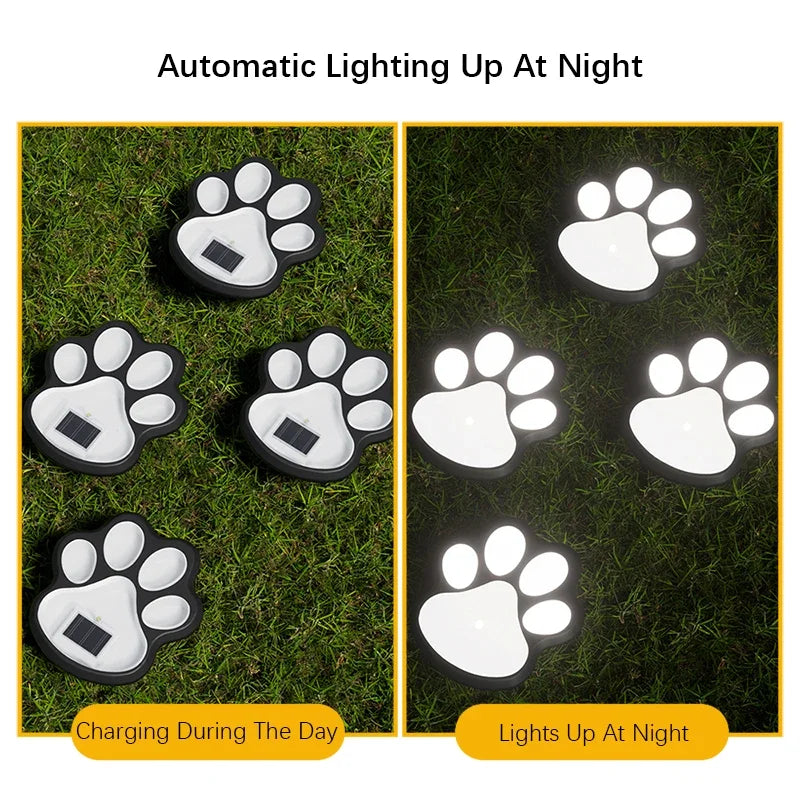 4PCS, Pet Dog Paw Solar LED Garden Lawn Lighting