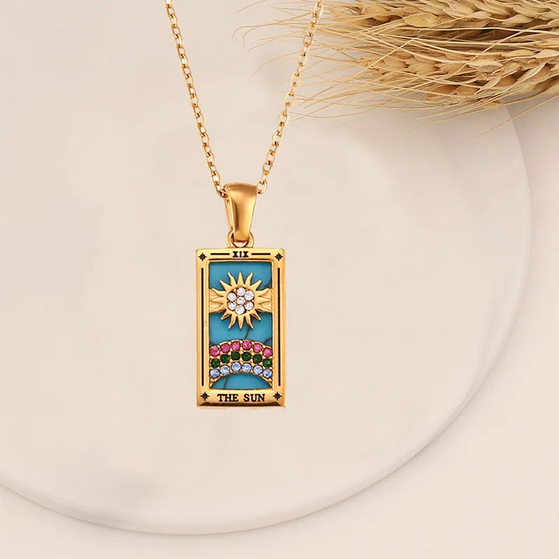 Zirconia Tarot Card Necklace