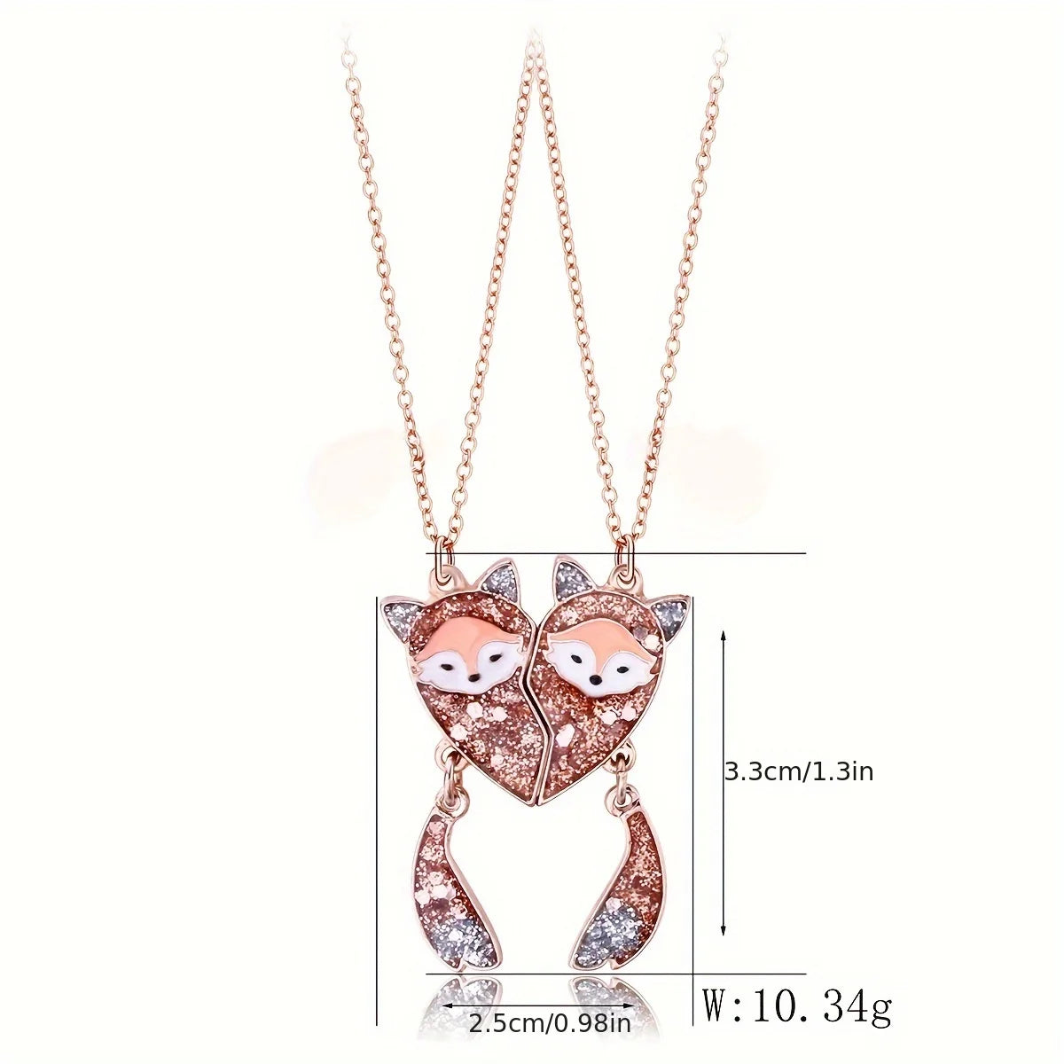 2Pcs Cute Cartoon Animal Magnetic Necklace
