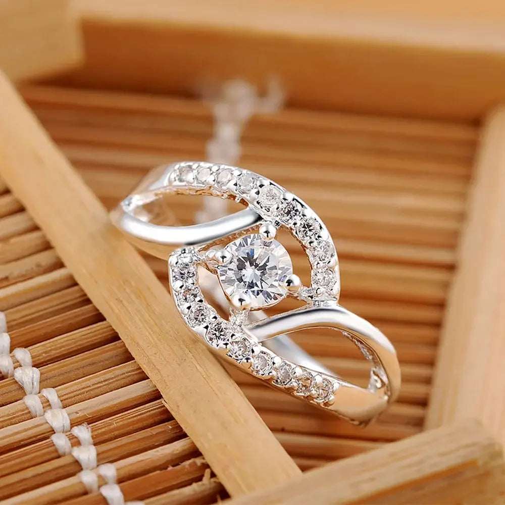 925 Sterling Silver Shiny Zircon Diamond Rings