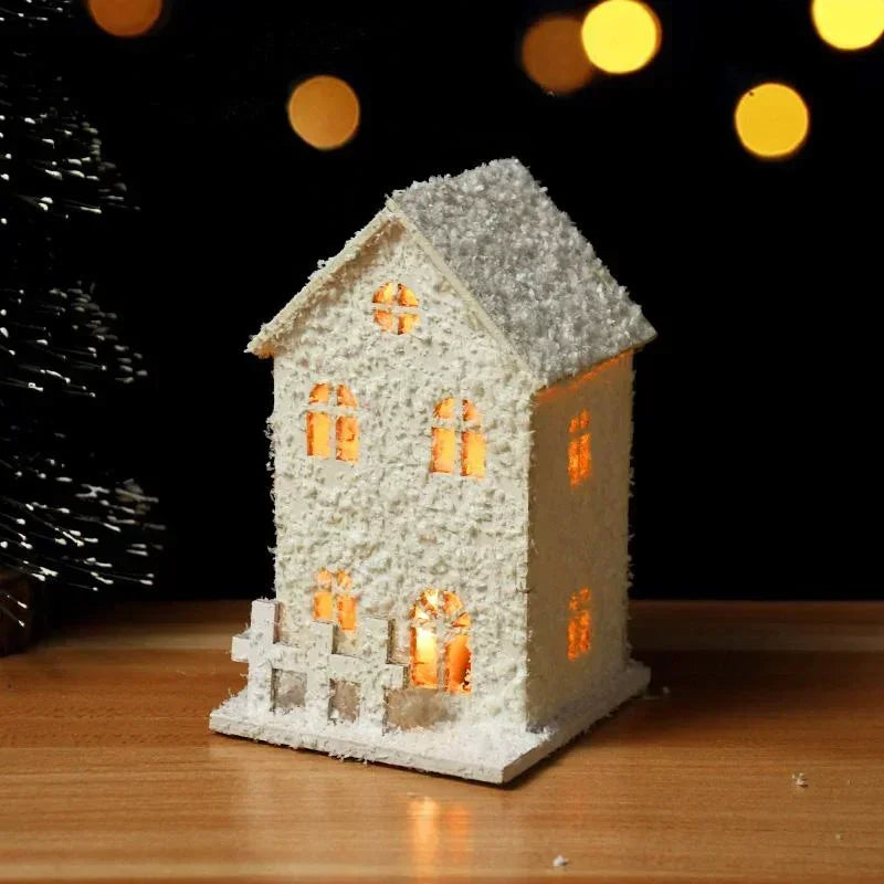 Christmas Decoration Small White House with LED Lights