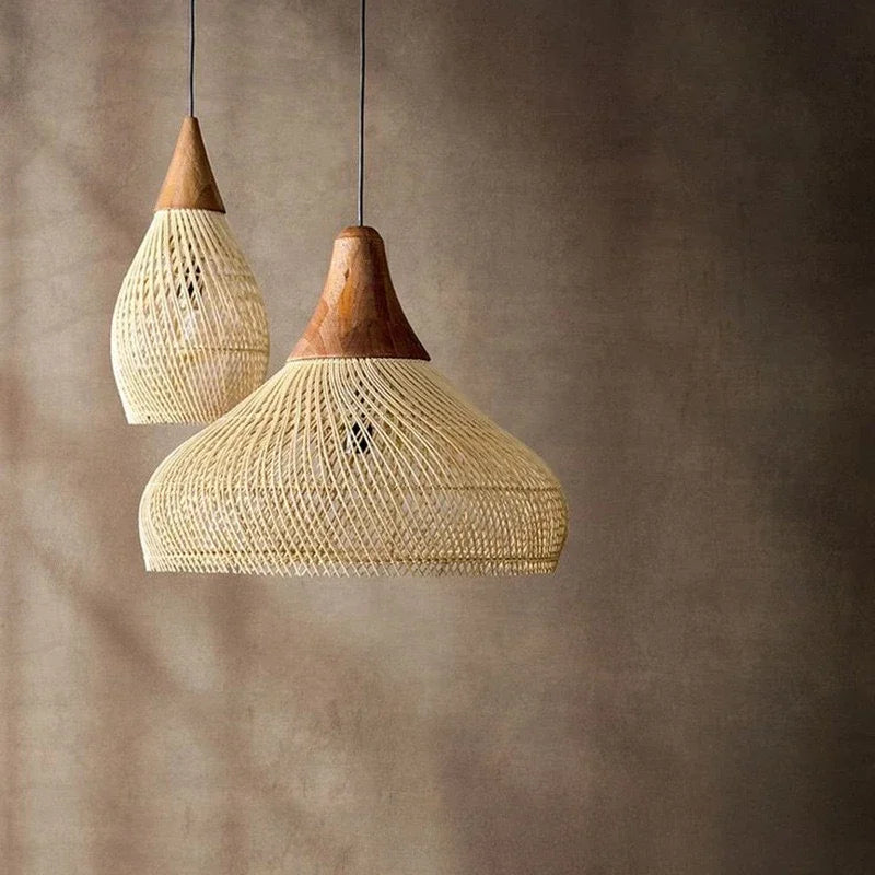 60cm Wabi Sabi Rattan LED Pendant Lights