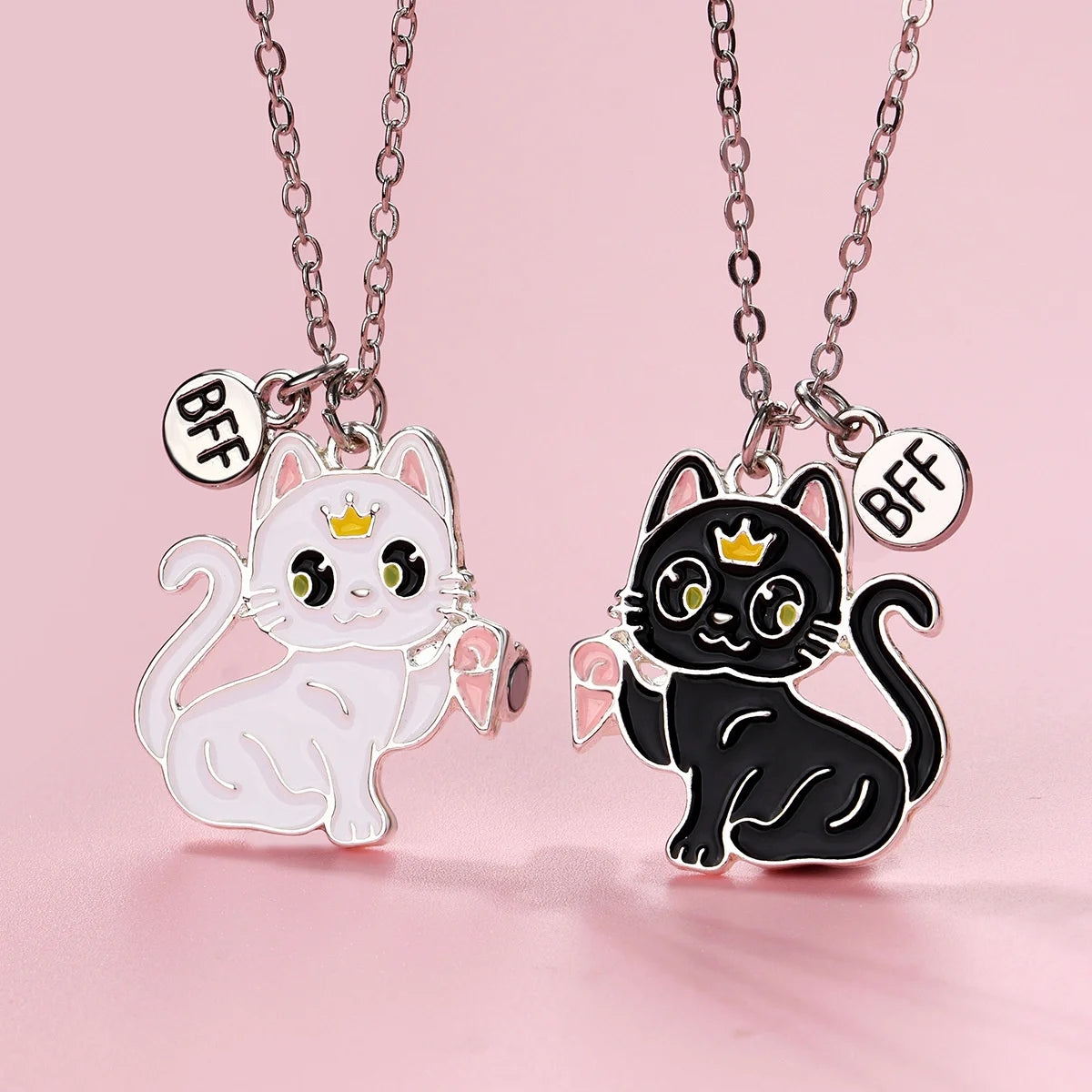 2Pcs Cute Cartoon Animal Magnetic Necklace