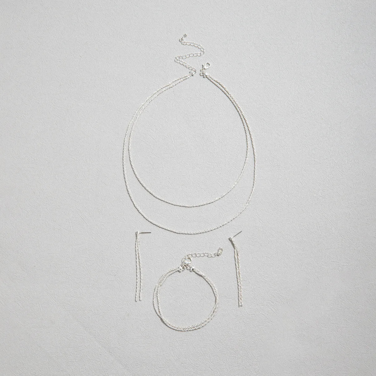 Set of Shiny Silver plated jewellery set with earrings & necklace