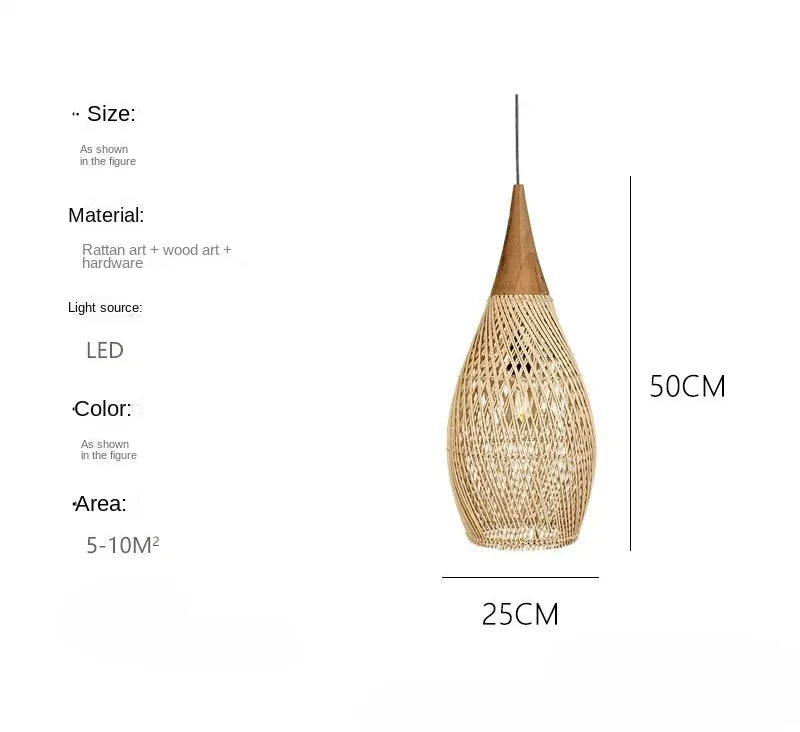 60cm Wabi Sabi Rattan LED Pendant Lights