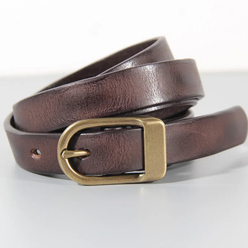 Retro Narrow Cowhide Women's Belt