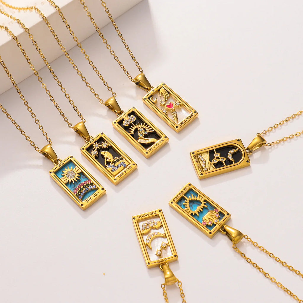 Zirconia Tarot Card Necklace