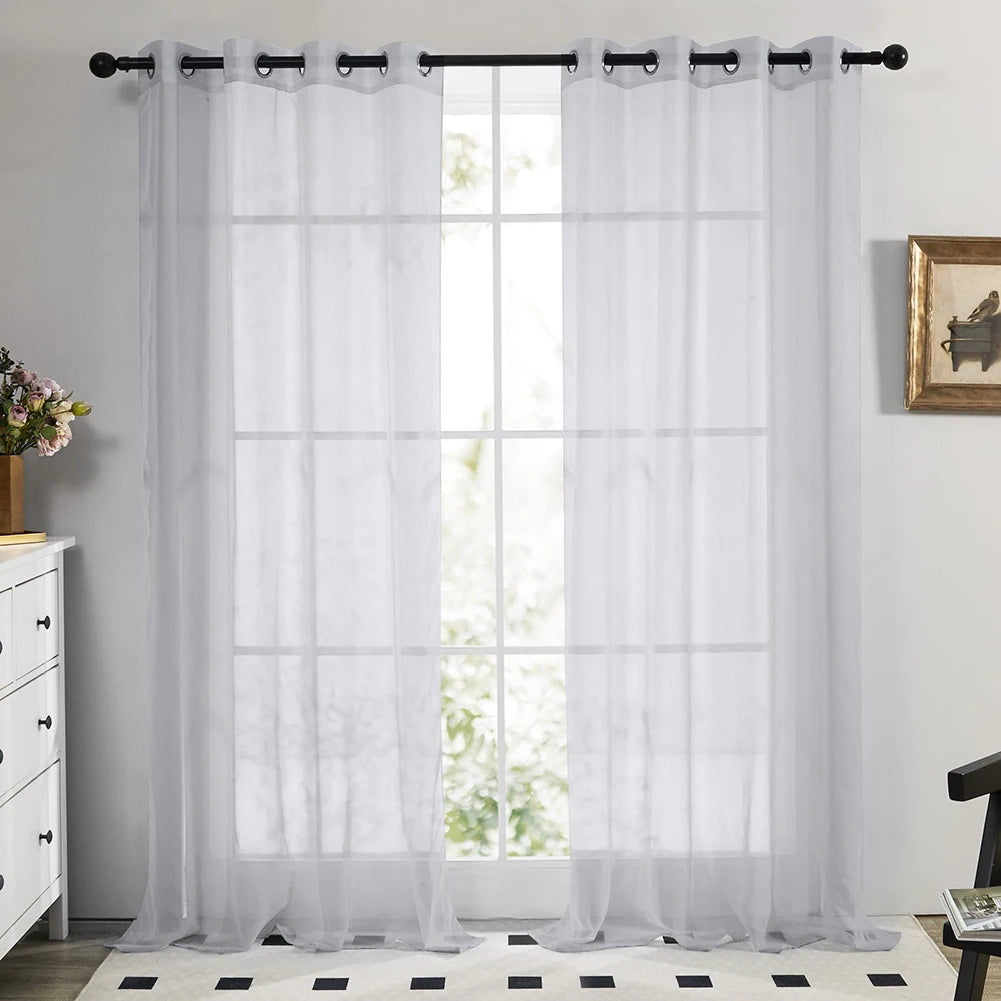 Shading Solid White Sheer Curtains