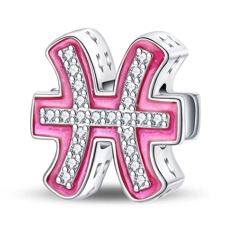 925 Sterling Silver June Birthstone Heart Beads & Sun And Moon Medal Pendant