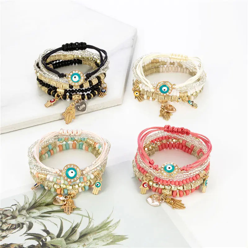 6Pcs/set Bohemian Evil Eye Bracelet Set