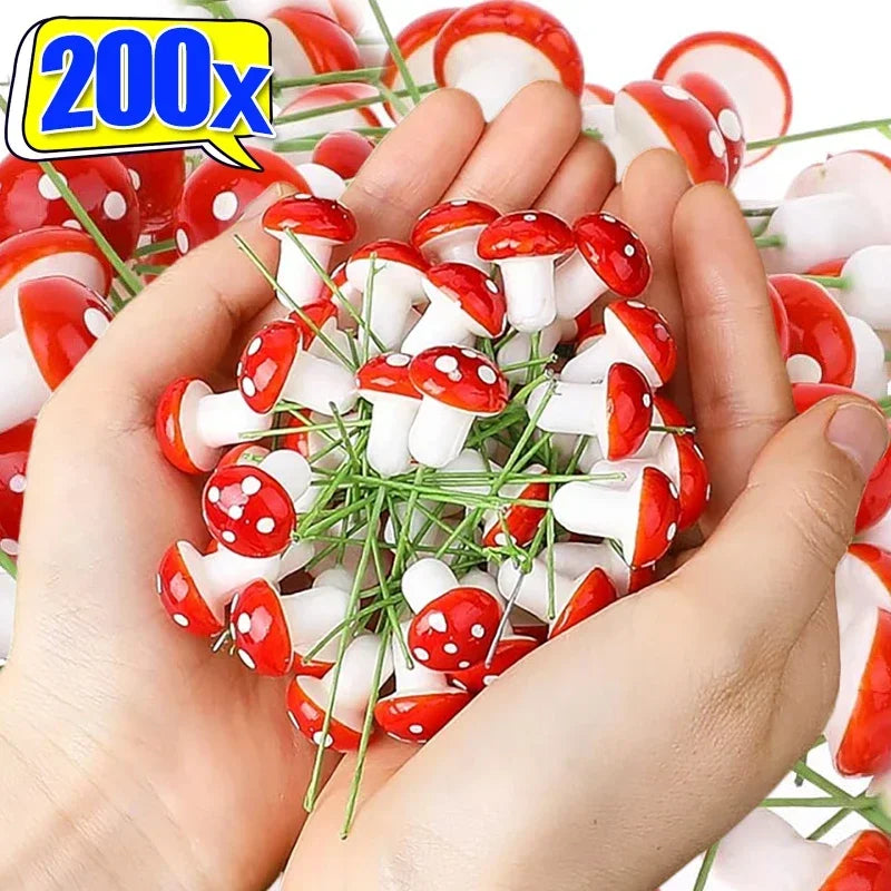 Mini Red Mushroom Miniatures DIY Micro Landscape Ornament